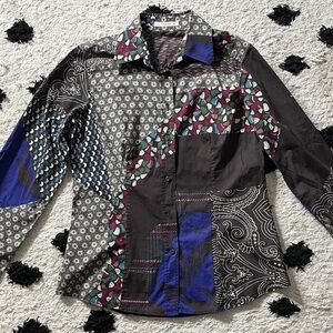 Etro size 46 patchwork style button down Multicolor Patterned Shirt